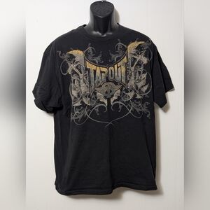 Men's Tapout Black Graphic Y2K T-Shirt Size XL